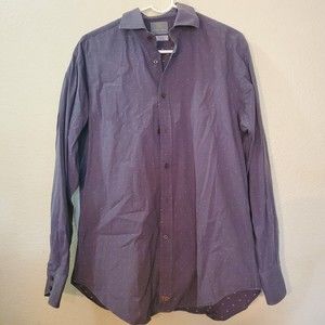 TD Thomas Dean Button Up Long Sleeve White Dots Size Large